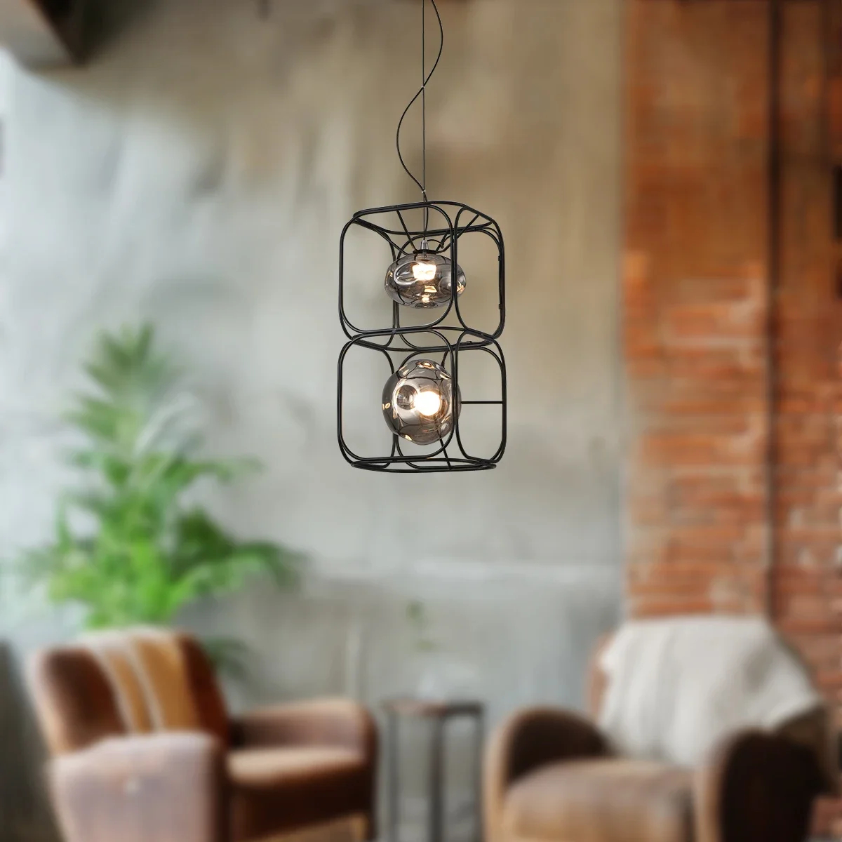 Geometric Lamp Shade - Plafonnier LED Géométrique Noir Rétro avec