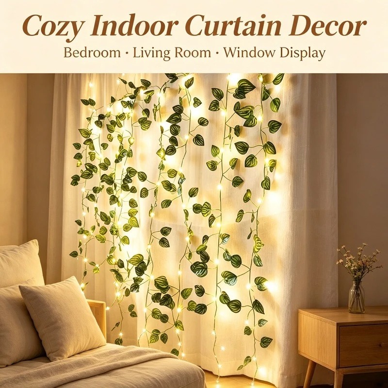 Garden Lighting Decor - Guirlande lumineuse LED à feuilles artificielles