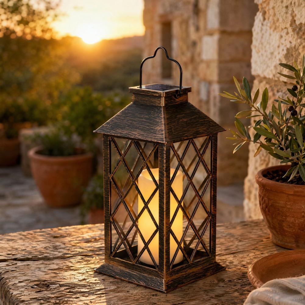 Garden Lighting Decor - Lanterne solaire rétro, lanterne solaire extérieure