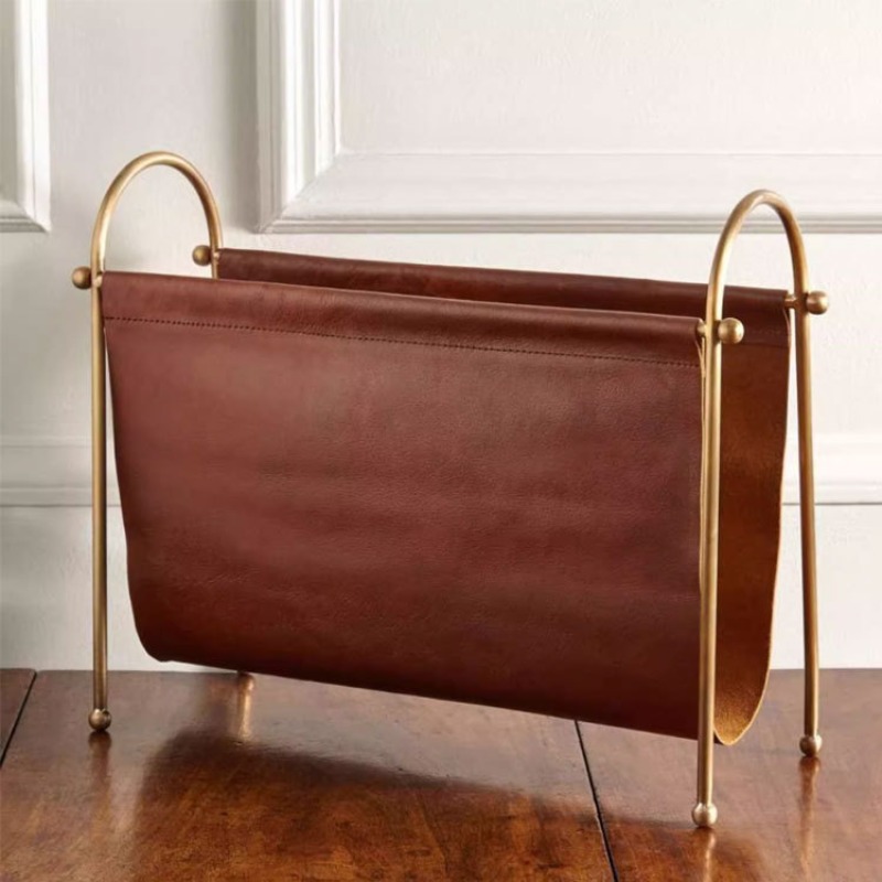 Lighting And Decor Magazine - Porte-revues en cuir style rétro de