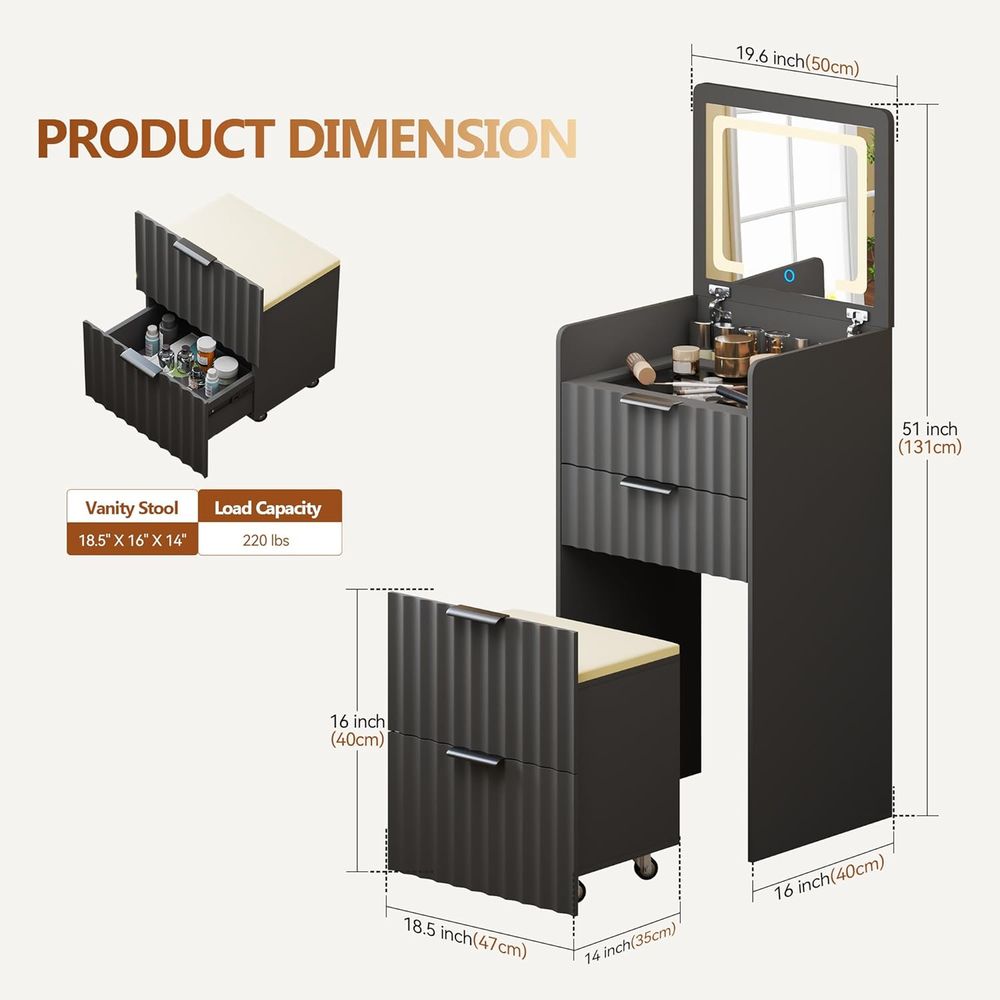 Bureau de toilette gris 3-en-1 - Furniture Lighting & Decor Magazine avis et prix