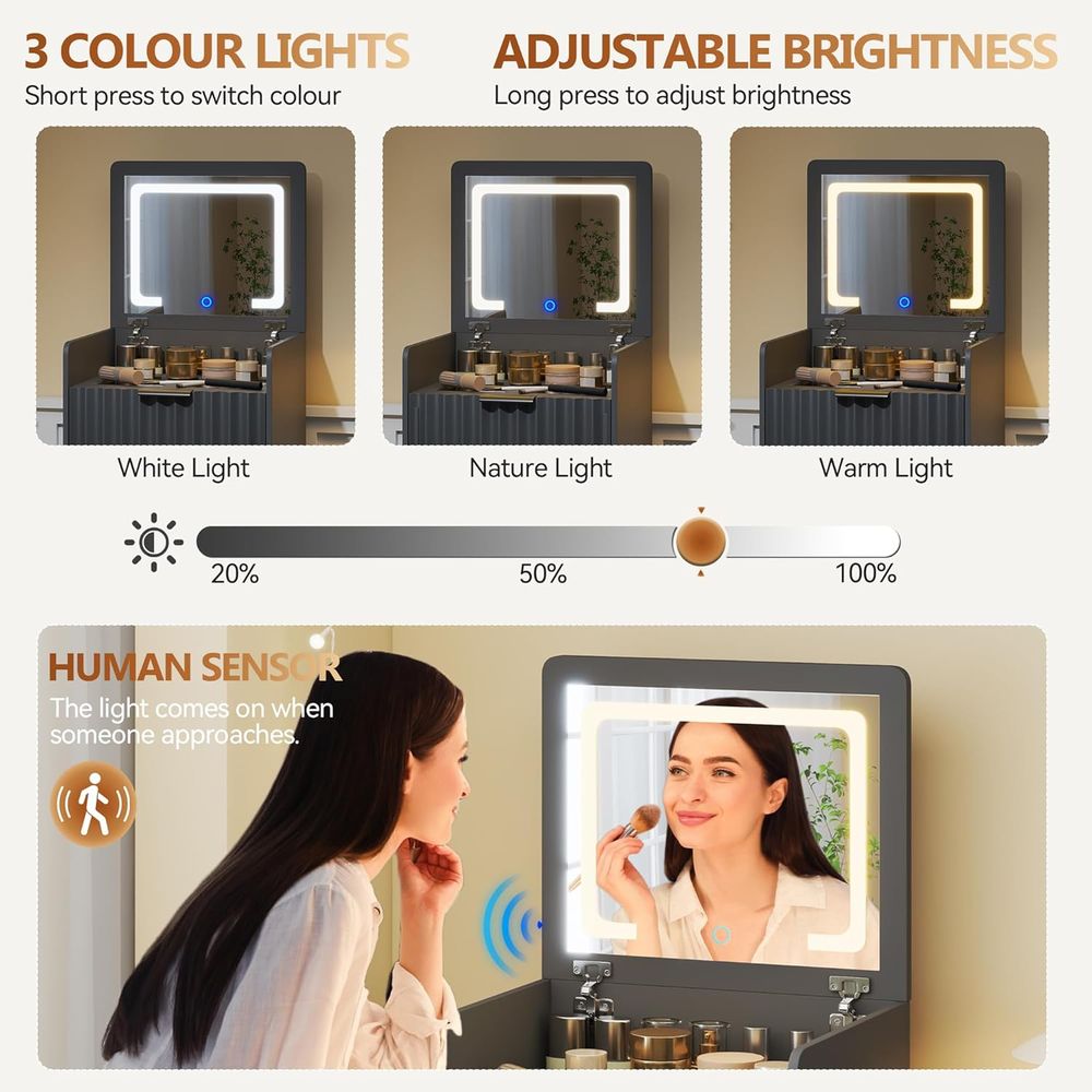 Bureau de toilette gris 3-en-1 - Furniture Lighting & Decor Magazine avis et prix